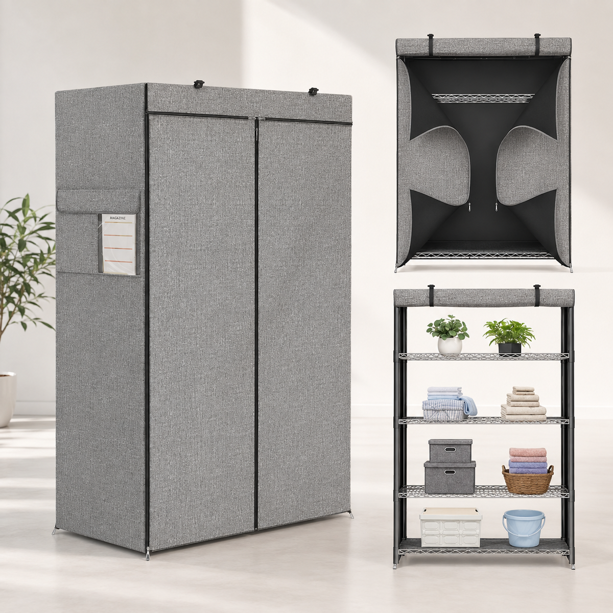 Single Zipper Double Rod Wardrobe