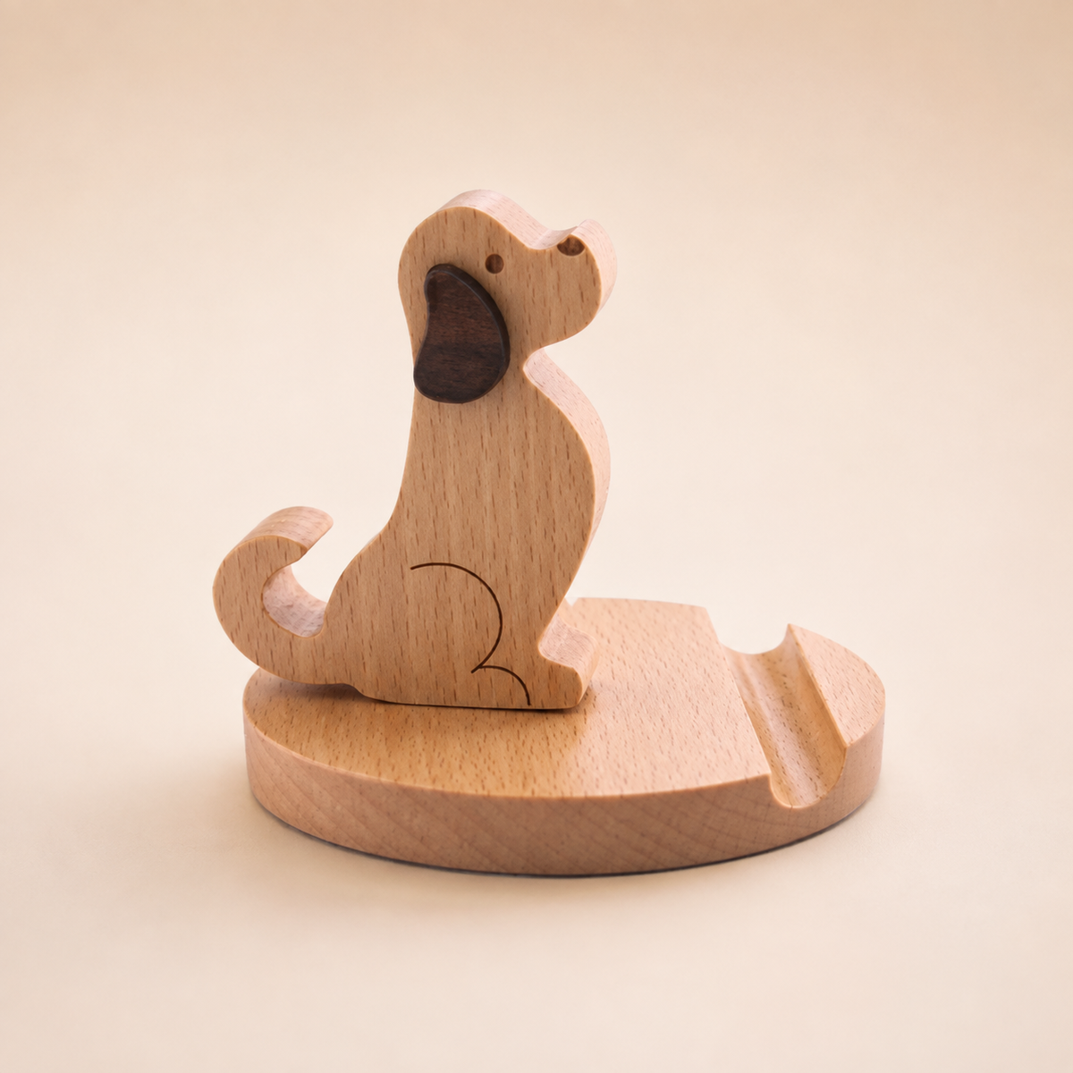 Wooden Puppy Phone Holder –