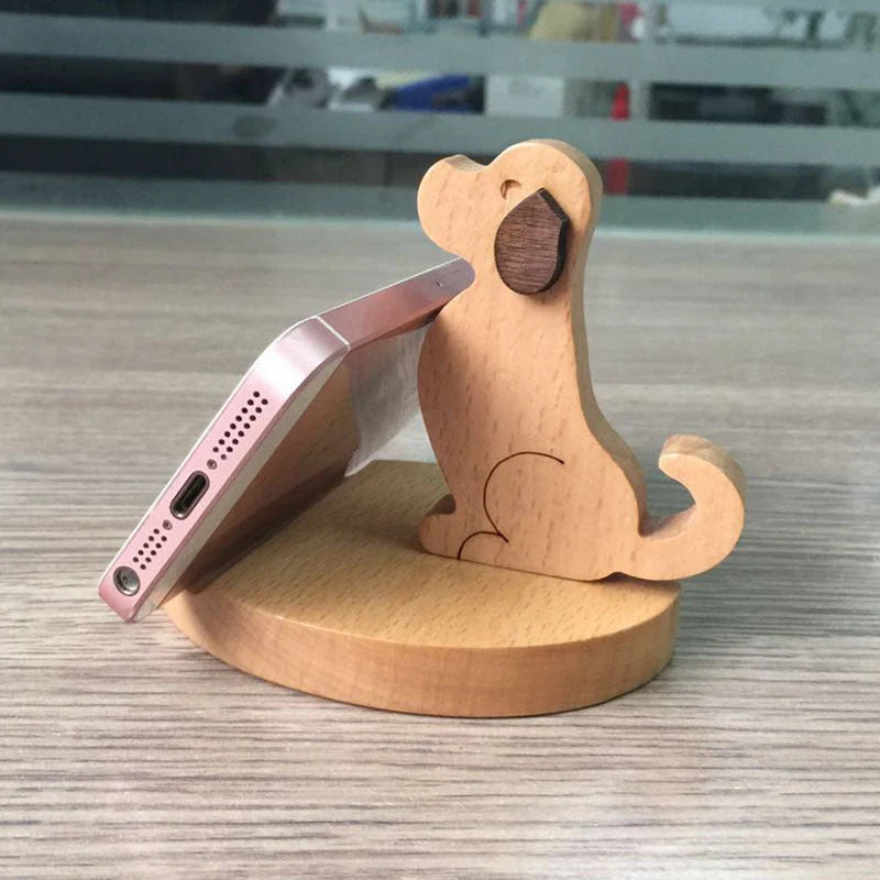 Wooden Puppy Phone Holder –