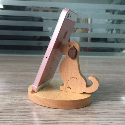 Wooden Puppy Phone Holder –