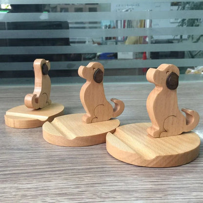 Wooden Puppy Phone Holder –