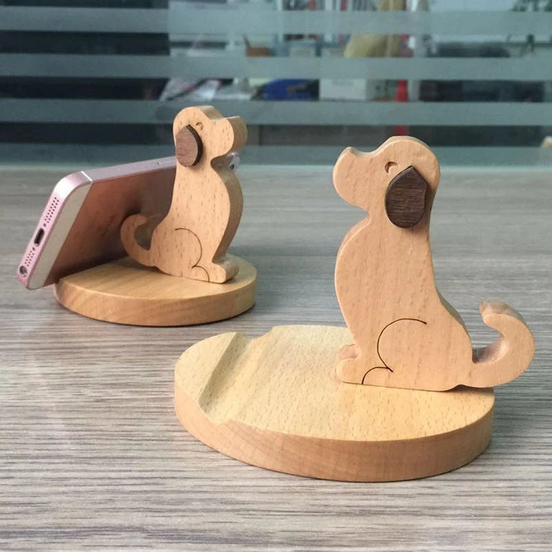 Wooden Puppy Phone Holder –